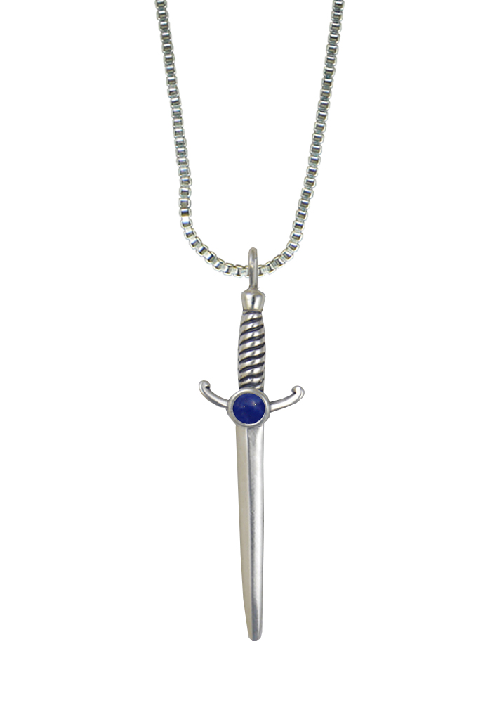 Sterling Silver Athena's Sword Pendant With Lapis Lazuli